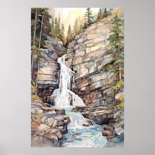 Glacier Nationalpark Watercolor Poster (Vorne)