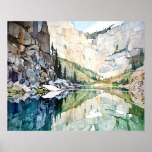 Glacier Nationalpark Watercolor Poster