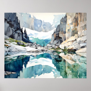 Glacier Nationalpark Watercolor Poster