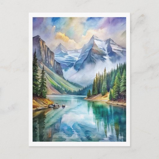 Glacier Nationalpark Watercolor Postkarte (Vorderseite)