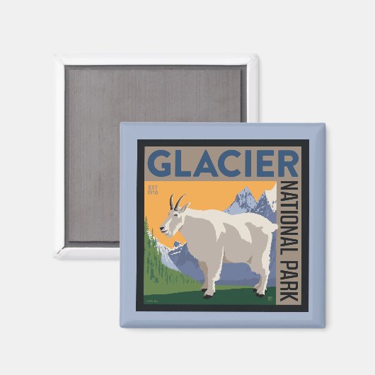 Glacier-Nationalpark | Ziege Magnet (Vorderseite/Rückseite)