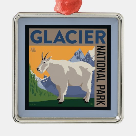Glacier-Nationalpark | Ziege Ornament Aus Metall (Vorne)