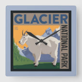 Glacier-Nationalpark | Ziege Quadratische Wanduhr (Vorderseite)