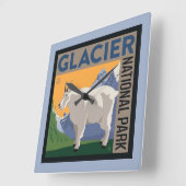 Glacier-Nationalpark | Ziege Quadratische Wanduhr (Winkel)