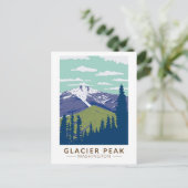 Glacier Peak Washington Travel Art Vintag Postkarte (Stehend Vorderseite)