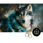 Glacier Teal Wolf Portrait Seidenpapier