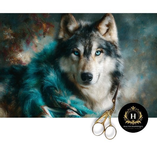 Glacier Teal Wolf Portrait Seidenpapier