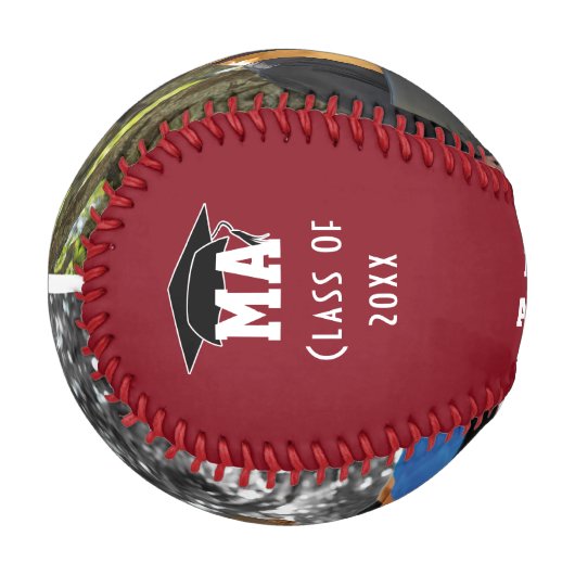 GLAD DU EIN GRAD-2-Foto-Monogramm-Abschluss. Baseball (Vorderseite Links)