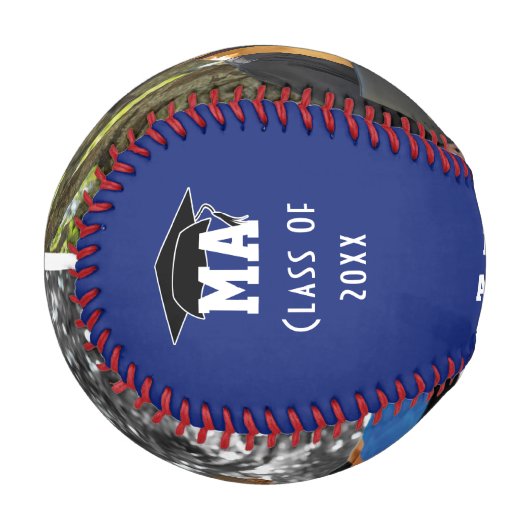 GLAD DU EIN GRAD-2-Foto-Monogramm-Abschluss. Baseball (Vorderseite Links)