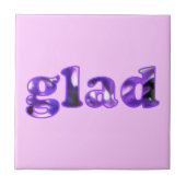 Glad geschrieben mit violetten Blumen Trivet Fliese (Vorderseite)