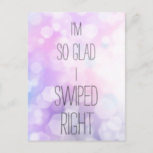 Glad I Swiped Right - Funny Lila Glitzer Postkarte