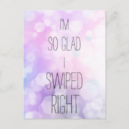Glad I Swiped Right - Funny Lila Glitzer Postkarte