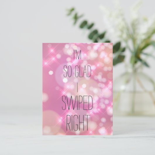 Glad I Swiwick Right Funny Pink Glitzern Liebe Zit Postkarte (Stehend Vorderseite)