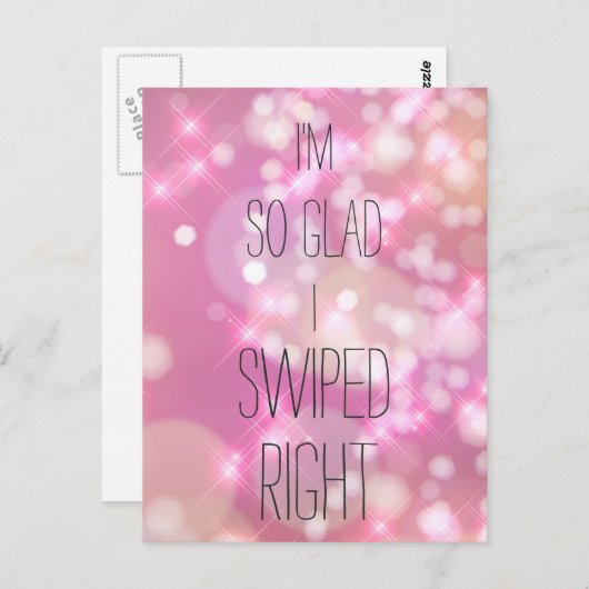 Glad I Swiwick Right Funny Pink Glitzern Liebe Zit Postkarte (Vorne/Hinten)