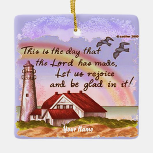 Glad Lighthouse Christliche Verzierung Keramikornament (Vorderseite)