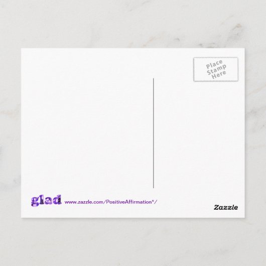 Glad mit violett blühenden Postkarten (Rückseite)