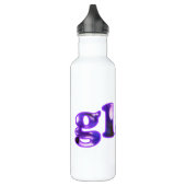 Glad mit violetten Blumen geschrieben Trinkflasche (Links)