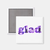 Glad mit violetten Blumenmagneten buchstabiert Magnet (Vorderseite/Rückseite)