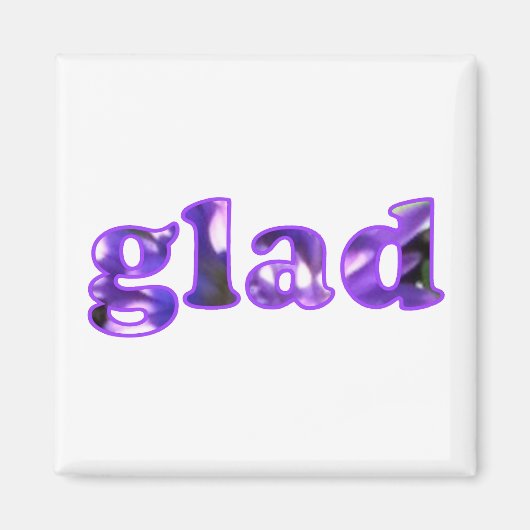Glad mit violetten Blumenmagneten buchstabiert Magnet (Vorne)