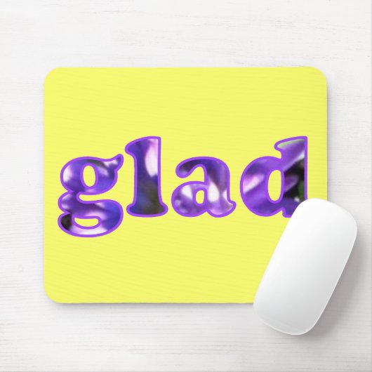 Glad mit violetten Blumenmousepads buchstabiert Mousepad (Mit Mouse)