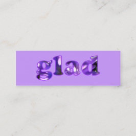 Glad mit violetten Lesezeichen geschrieben Mini Visitenkarte