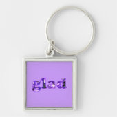Glad mit violetten Schlüsselanhängern geschrieben Schlüsselanhänger (Vorne)