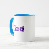 Glad mit violetten Tasse geschrieben (Vorderseite Links)