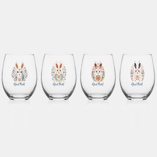 Glad Påsk! Kaninchen Weinglas Ohne Stiel (Hinten)