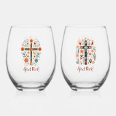 Glad Påsk! Skandinavische Kreuze Weinglas Ohne Stiel (Rückseite)