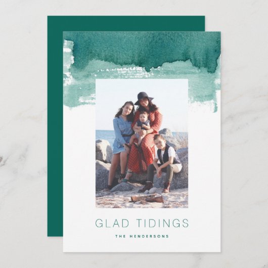 Glad Tidings Weihnachtsfotokarte Feiertagskarte (Vorne/Hinten)