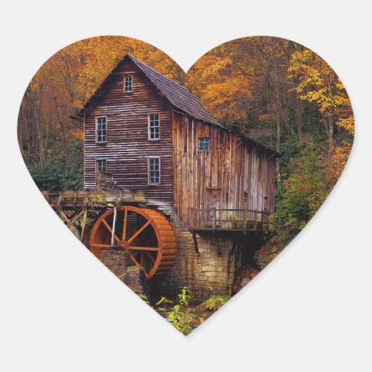 Glade Creek Grist Mill Herz-Aufkleber (Vorderseite)