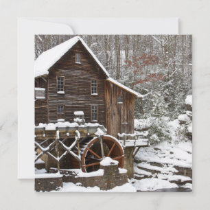Glade Creek Grist Mill im Winter Feiertagskarte