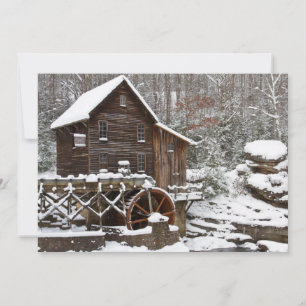 Glade Creek Grist Mill im Winter Feiertagskarte