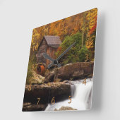 Glade Creek Grist Mill Quadratische Wanduhr (Winkel)