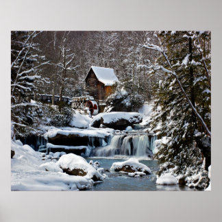 Glade Creek Gristmill winter 2010 Poster