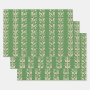 Glade Grüne Kunst und Handwerk Blumenstreifen Geschenkpapier Set