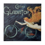 Gladiator Cycles, Vintager Viktorianischer Jugends Fliese<br><div class="desc">Vintage Illustration Art Nouveau Werbeplakat Design für Gladiator Cycles von Georges Massias,  1895. Diese Bike-Anzeige schöne rötlich geköpft Frau mit langen,  fließenden,  roten Haaren reitet auf dem Fahrrad,  aber scheint im dunklen Nachthimmel mit Sternen zu fliegen.</div>