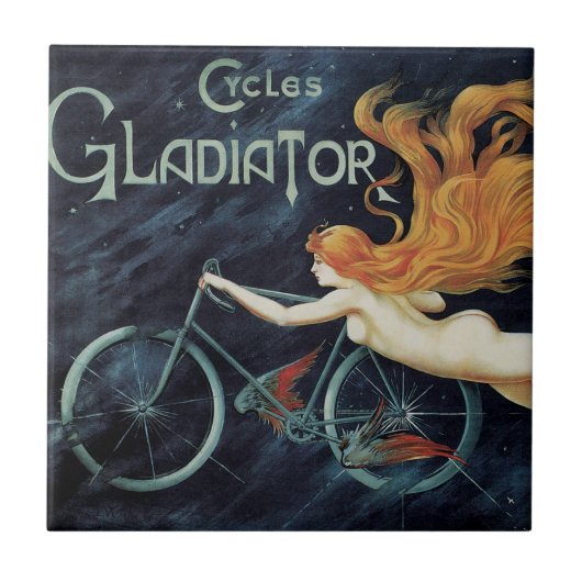 Gladiator Cycles, Vintager Viktorianischer Jugends Fliese (Vorderseite)