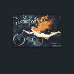 Gladiator Cycles, Vintager Viktorianischer Jugends Leinwanddruck<br><div class="desc">Vintage Illustration Art Nouveau Werbeplakat Design für Gladiator Cycles von Georges Massias,  1895. Diese Bike-Anzeige schöne rötlich geköpft Frau mit langen,  fließenden,  roten Haaren reitet auf dem Fahrrad,  aber scheint im dunklen Nachthimmel mit Sternen zu fliegen.</div>