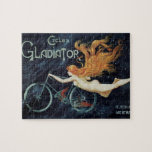 Gladiator Cycles, Vintager Viktorianischer Jugends Puzzle<br><div class="desc">Vintage Illustration Art Nouveau Werbeplakat Design für Gladiator Cycles von Georges Massias,  1895. Diese Bike-Anzeige schöne rötlich geköpft Frau mit langen,  fließenden,  roten Haaren reitet auf dem Fahrrad,  aber scheint im dunklen Nachthimmel mit Sternen zu fliegen.</div>