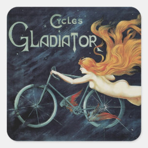 Gladiator Cycles, Vintager Viktorianischer Jugends Quadratischer Aufkleber