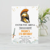 Gladiator Geburtstagseinladung Einladung (Stehend Vorderseite)