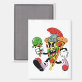 Gladiator Pizza Slice Italian Brainrot Magnet (Vorderseite/Rückseite)