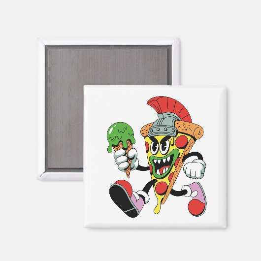 Gladiator Pizza Slice Italian Brainrot Magnet (Vorderseite/Rückseite)