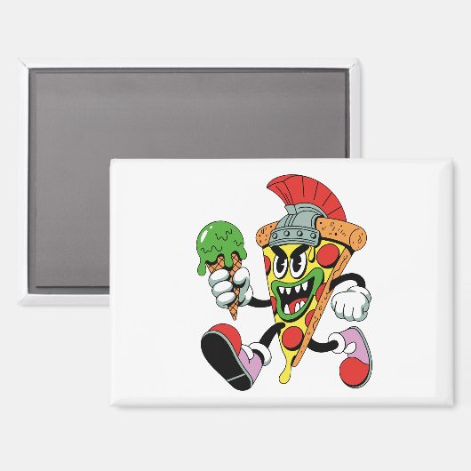 Gladiator Pizza Slice Italian Brainrot Magnet (Vorderseite/Rückseite)