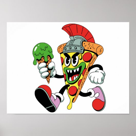 Gladiator Pizza Slice Italian Brainrot Poster (Vorne)