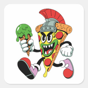 Gladiator Pizza Slice Italian Brainrot Quadratischer Aufkleber