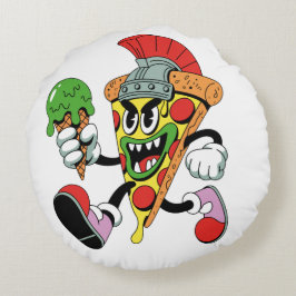 Gladiator Pizza Slice Italian Brainrot Rundes Kissen