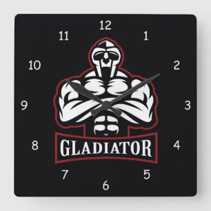 Gladiator Silhouette Quadratische Wanduhr