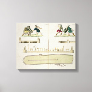 Gladiatoren und ein Plan des Zirkusses von Leinwanddruck